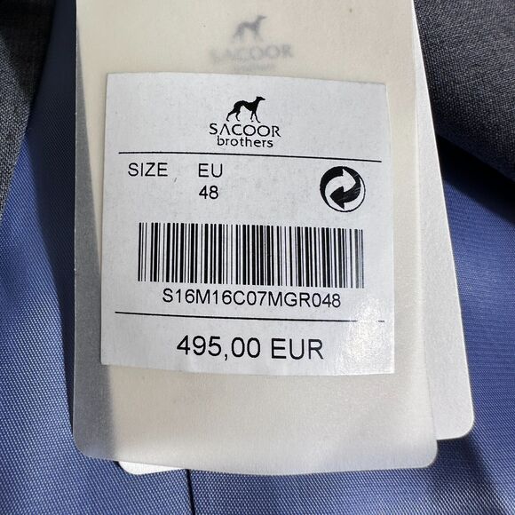 $495 SACOOR Slim fit Mens Blazer Sport Coat Two Button Jacket 38R SUPER*130 WOOL - Picture 10 of 13